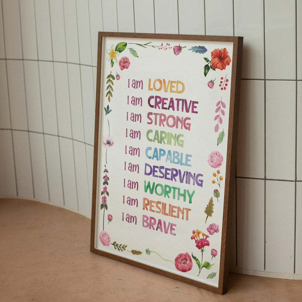 Watercolor Kids Affirmation Poster: Daily Motivational Wall Art (Instant Download, JPG Files)