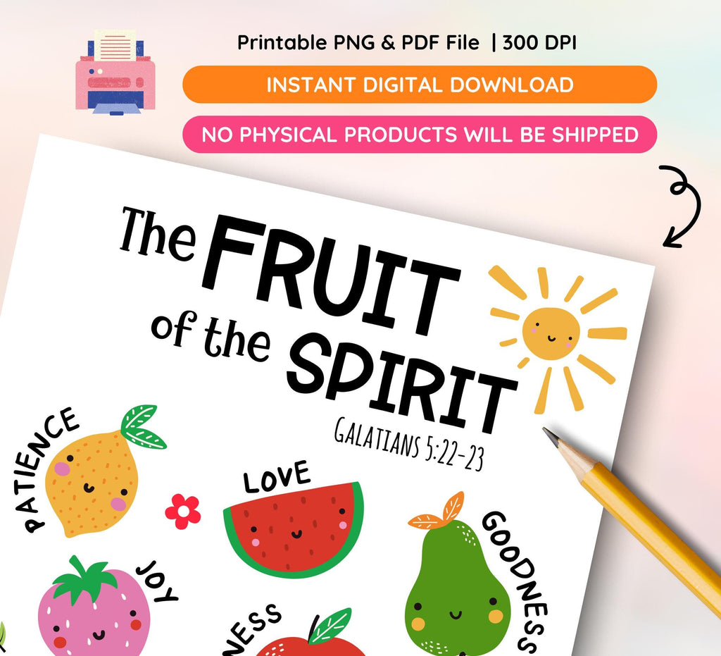 Fruit of the Spirit Printable Wall Art: Christian Homeschool Decor (Digital Download)