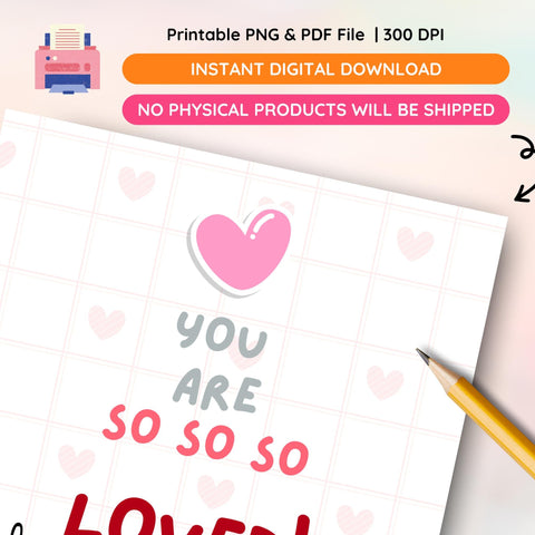 You Are So Loved Nursery Print: Modern Playroom Wall Art (Digital Download)