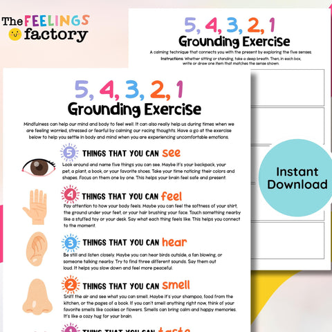 Grounding Exercise Worksheet: Mindfulness for Anxiety & PTSD (Printable PDF)