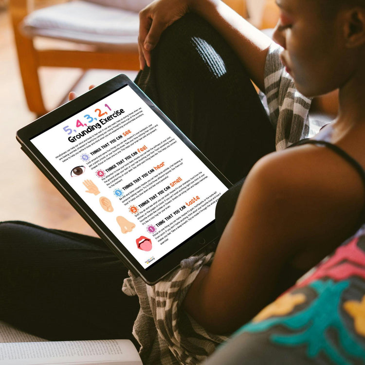 Grounding Exercise Worksheet: Mindfulness for Anxiety & PTSD (Printable PDF)