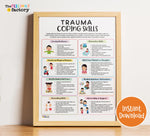 Trauma Coping Skills Chart: PTSD Recovery, Therapy Handout (PDF & PNG Instant Download