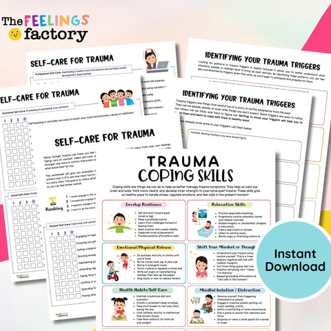 Trauma Coping Skills Worksheets: Mental Health, Self-Care (PDF Download)
