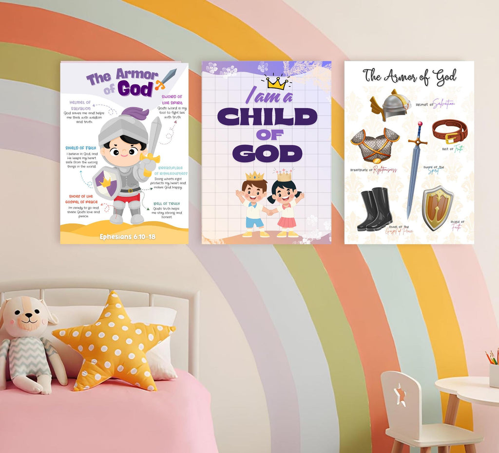 Kids Christian Wall Art Prints: Fruits of the Spirit, Armor of God (Digital Download)