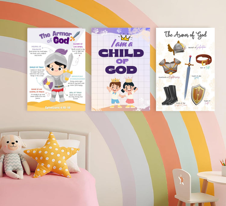 Kids Christian Wall Art Prints: Fruits of the Spirit, Armor of God (Digital Download)