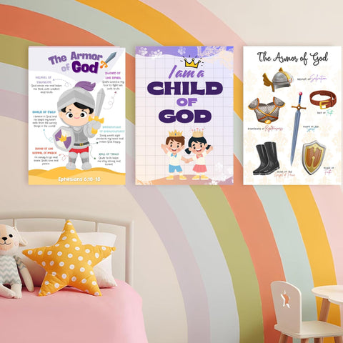 Kids Christian Wall Art Prints: Fruits of the Spirit, Armor of God (Digital Download)