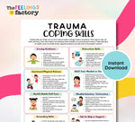Trauma Coping Skills Chart: PTSD Recovery, Therapy Handout (PDF & PNG Instant Download