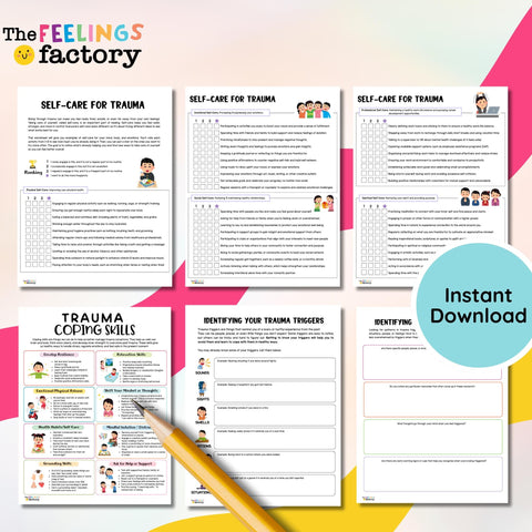 Trauma Coping Skills Worksheets: Mental Health, Self-Care (PDF Download)