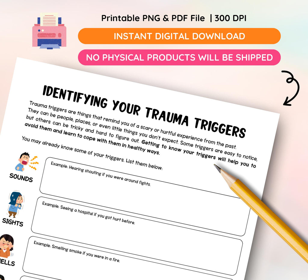 Trauma Coping Skills Worksheets: Mental Health, Self-Care (PDF Download)