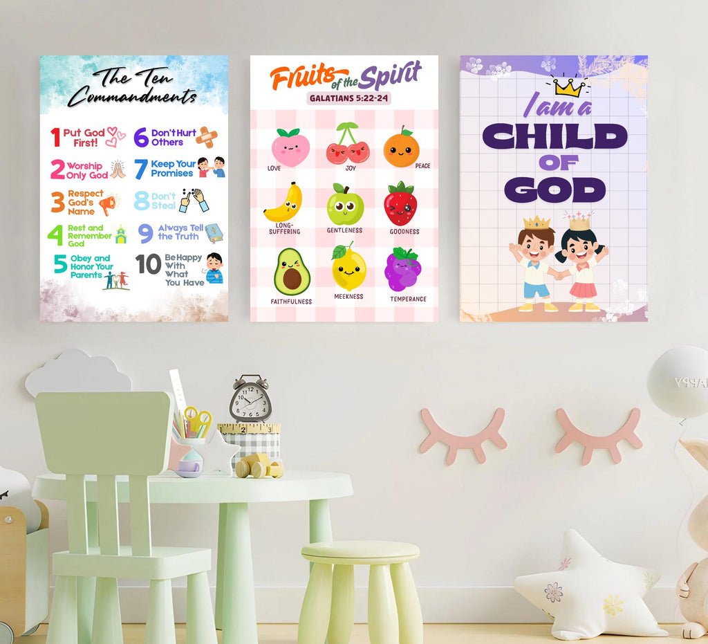 Kids Christian Wall Art Prints: Fruits of the Spirit, Armor of God (Digital Download)