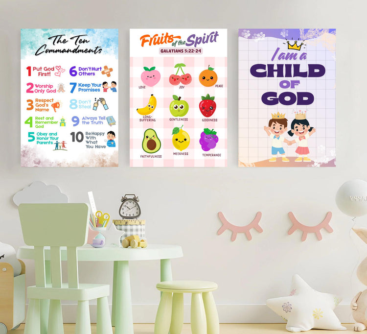 Kids Christian Wall Art Prints: Fruits of the Spirit, Armor of God (Digital Download)