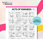 Acts of Kindness Worksheet: Kids Gratitude Journal (Digital Download PDF)