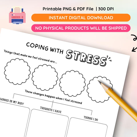 Stress Management Workbook, Therapy Worksheets (Fillable PDF)