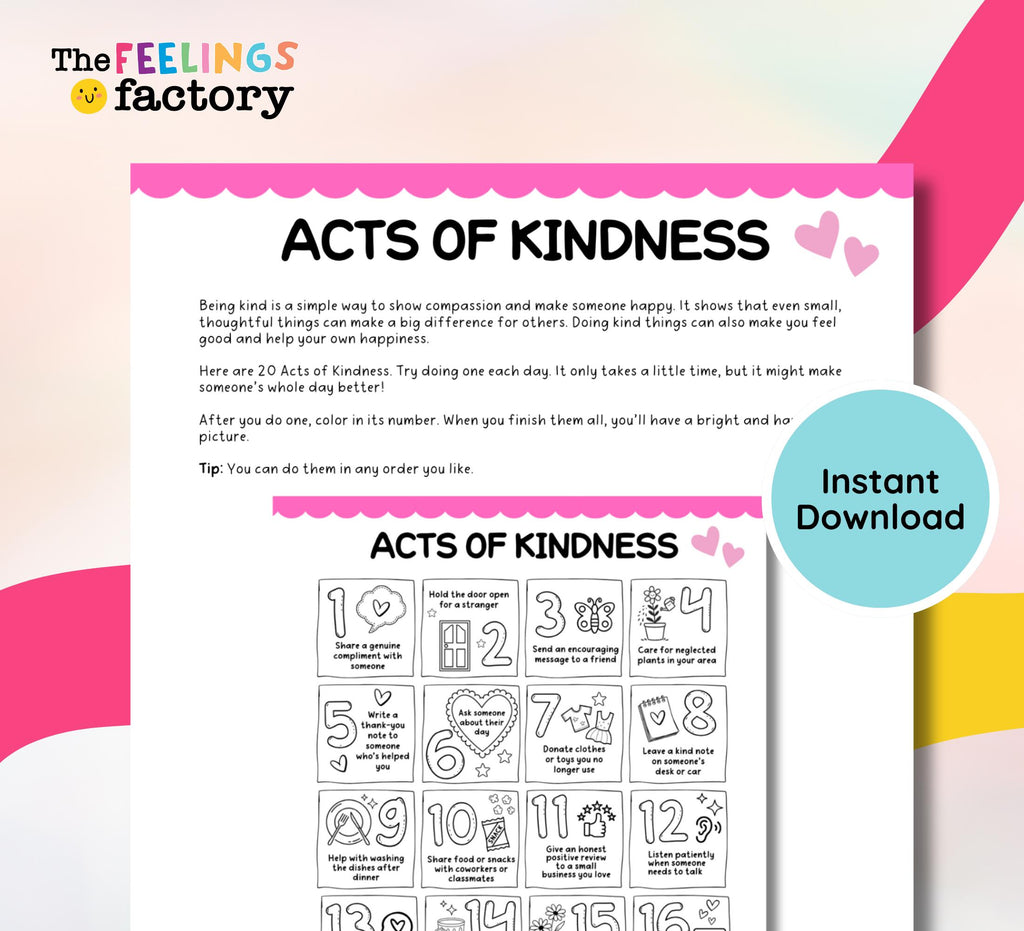 Acts of Kindness Worksheet: Kids Gratitude Journal (Digital Download PDF)