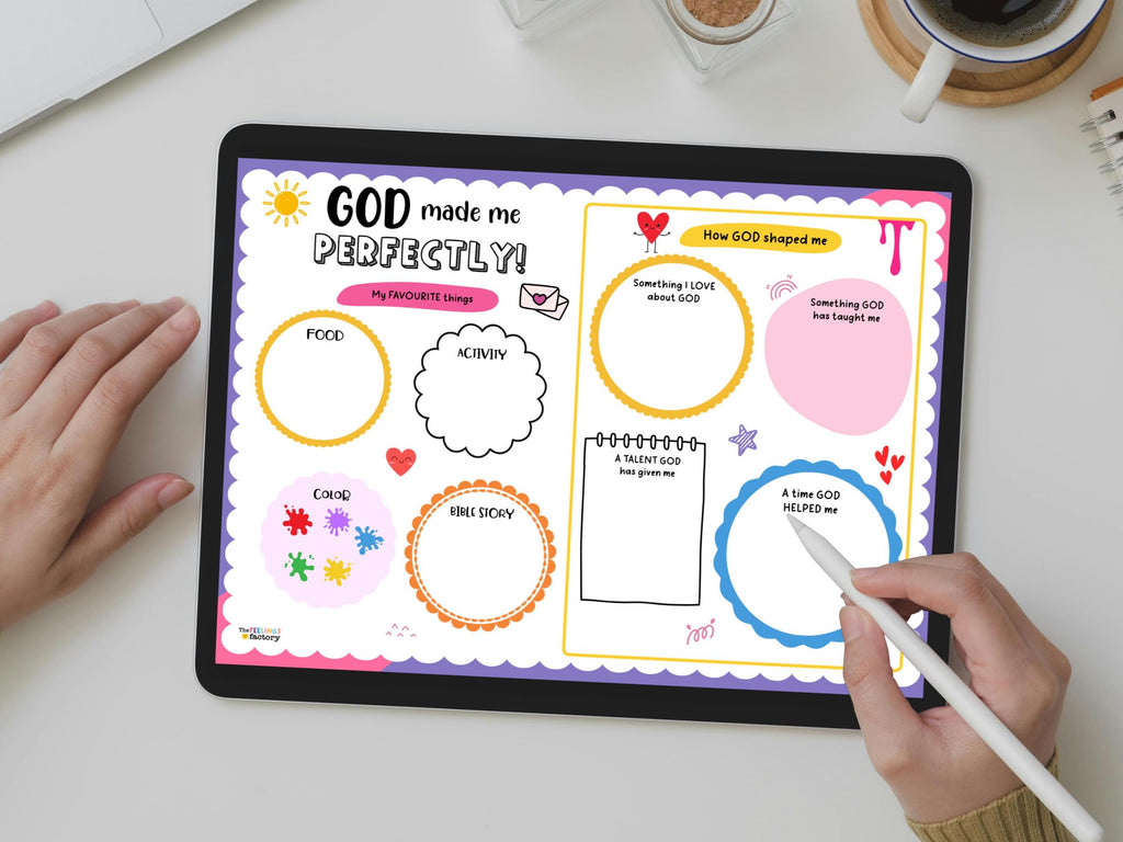 Christian Kids Printables, Self-Esteem & Gratitude Activities, Positive Affirmations, Therapy Worksheets, Bible Activity (Digital Download)