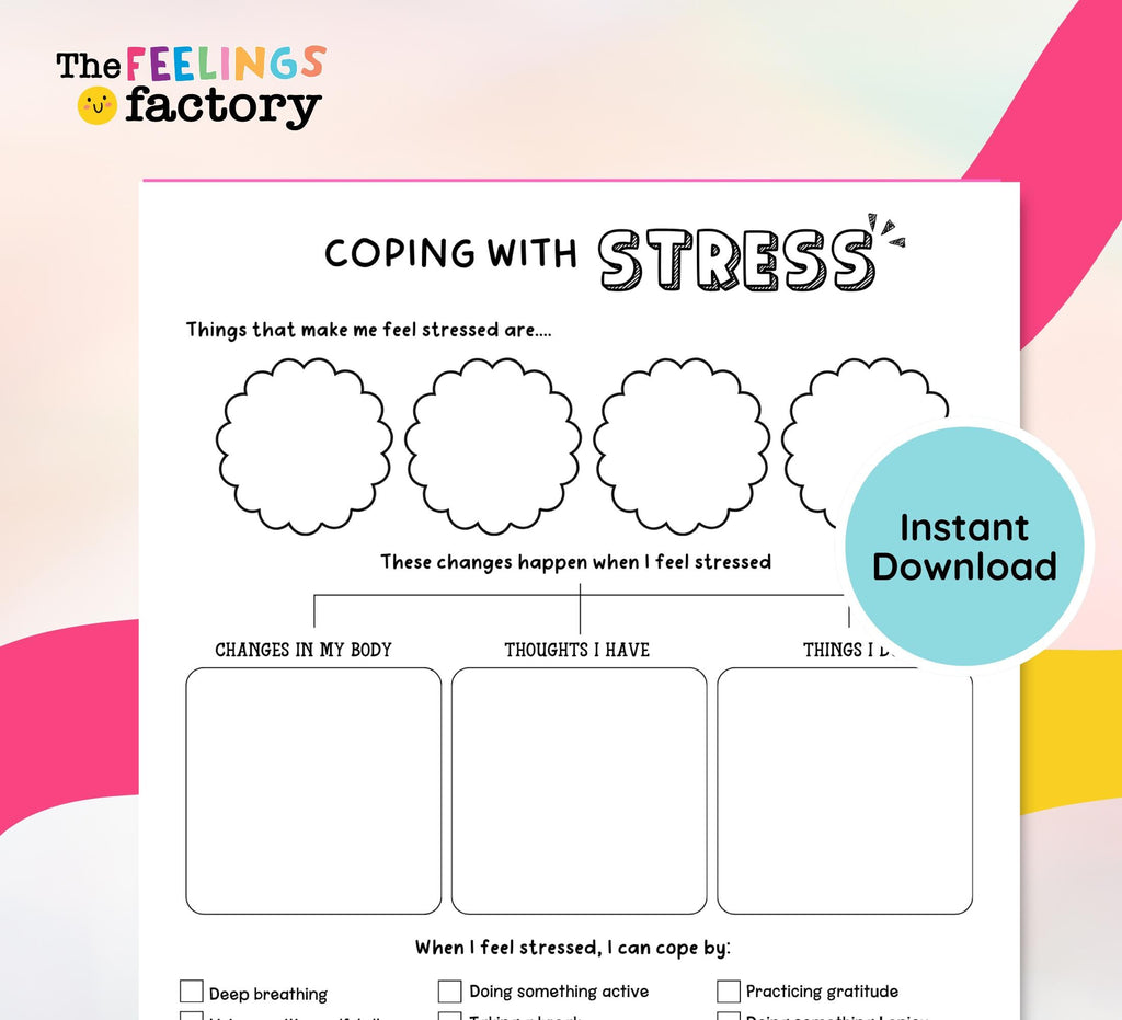 Stress Management Workbook, Therapy Worksheets (Fillable PDF)