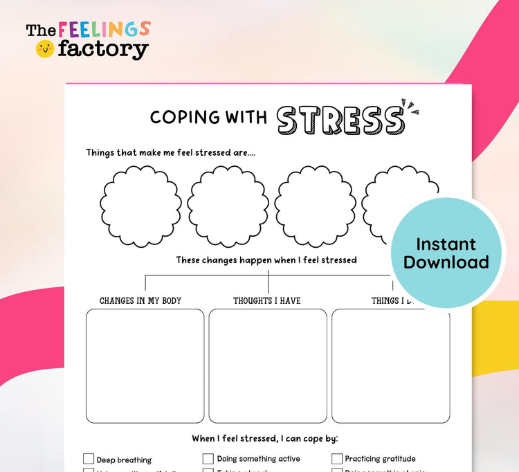 Stress Management Workbook, Therapy Worksheets (Fillable PDF)