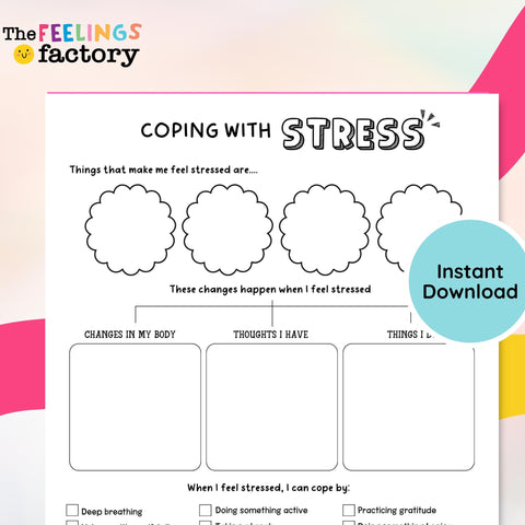 Stress Management Workbook, Therapy Worksheets (Fillable PDF)