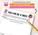 You Can Be A Hero Printable Worksheets, Courage Activity, Strength Resilience Activity, Emotional Wellness Self Esteem PDF, Digital Download