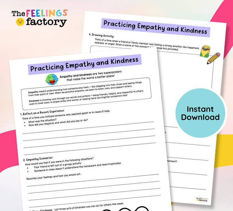 Empathy and Kindness Worksheet, Social Emotional Learning (Digital Download)